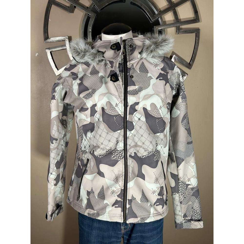 TRIPLE NICKEL 555 Gray Warm SOFT SHELL CAMO SKI JACKET Snowboard Coat Women's M - Picture 4 of 11